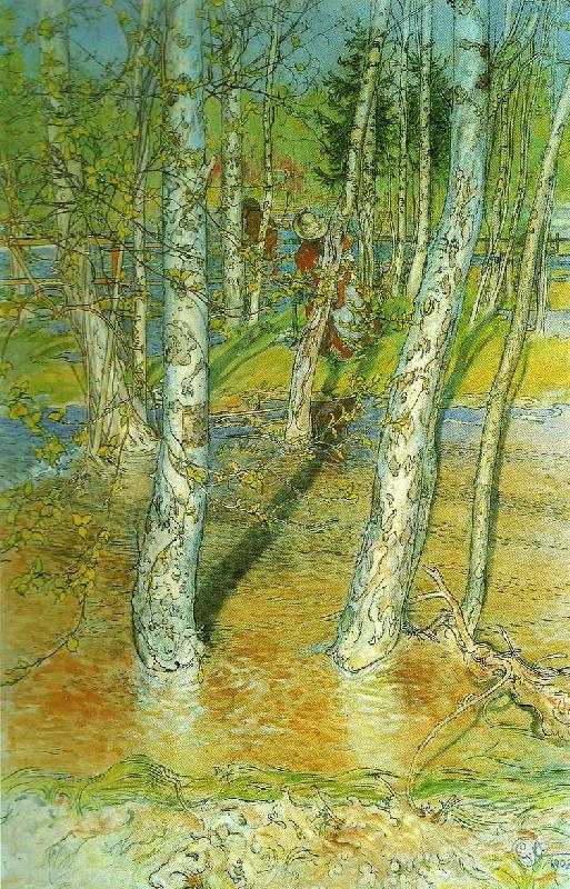 Carl Larsson varflod- oversvamning oil painting image
